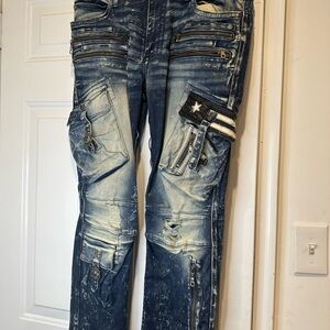 Robin's Jean Blue Skinny Jeans with Distressed Details
